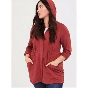 TORRID BRICK RED‎ FLEECE HOODED JACKET COAT ANORAK WOMEN SIZE 1X #111